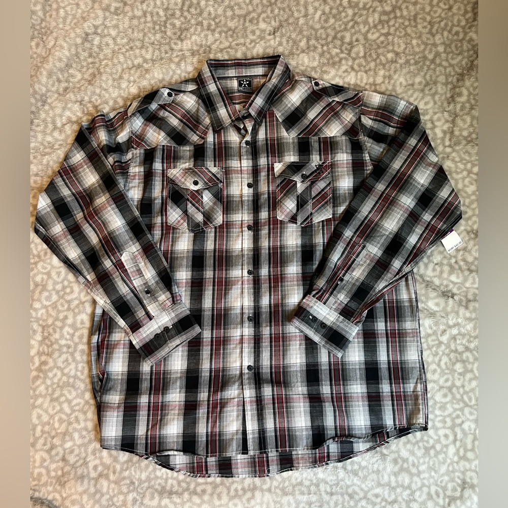 NWT Avirex Men's Plaid Shirt - Black and Red 2X - Picture 7 of 7